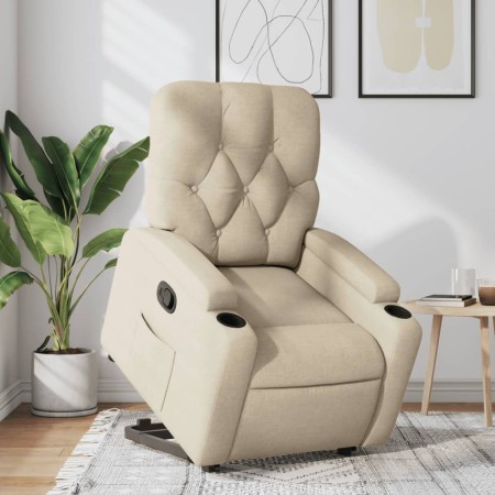 Sillón reclinable elevable de tela color crema de , Sillones - Ref: Foro24-3204719, Precio: 260,67 €, Descuento: %