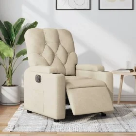 Sillón reclinable eléctrico de tela crema de , Sillones - Ref: Foro24-3204695, Precio: 247,14 €, Descuento: %