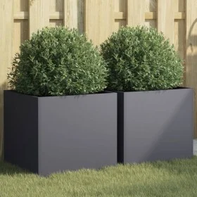 Pflanzkübel 2 Stück aus anthrazitgrauem Stahl, 42x40x39 cm. von , Töpfe und Pflanzgefäße - Ref: Foro24-841552, Preis: 78,14 €...