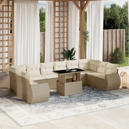 Set de sofás de jardín 11pzas con cojines ratán sintético beige de , Conjuntos de jardín - Ref: Foro24-3268778, Precio: 827,7...
