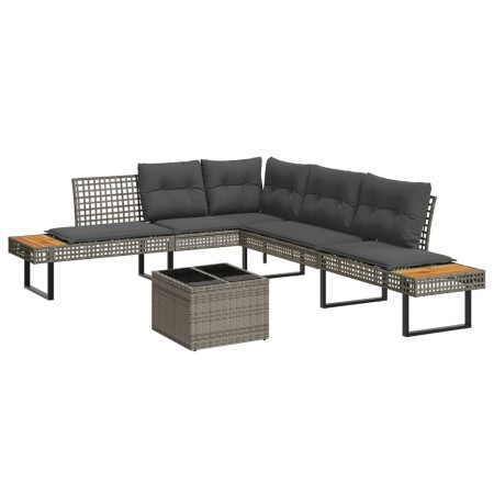 Set de sofás jardín 2 pzas con cojines ratán PE y vidrio gris de , Conjuntos de jardín - Ref: Foro24-3277495, Precio: 341,76 ...