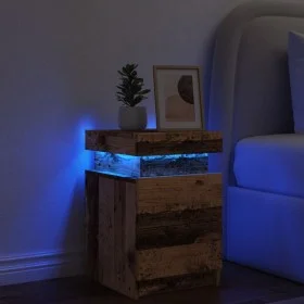 Mesita de noche con LED madera ingeniería envejecida 35x39x55cm de , Mesitas de noche - Ref: Foro24-857654, Precio: 64,23 €, ...