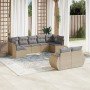 Set de sofás de jardín 9 pzas con cojines ratán sintético beige en Conjuntos de jardín | Comprar online en Foru.es