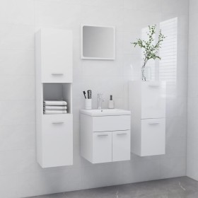 Juego de muebles de baño madera de ingeniería blanco brillo de , Muebles de baño - Ref: Foro24-3071087, Precio: 244,54 €, Des...