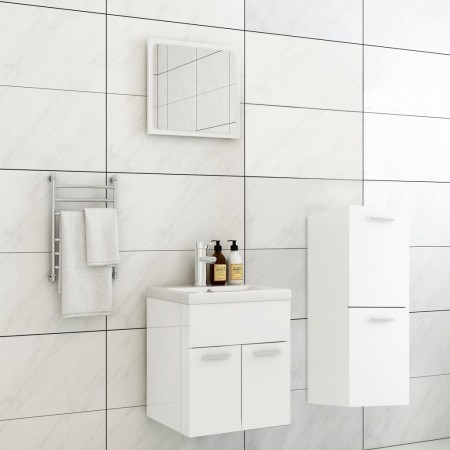 Juego de muebles de baño madera de ingeniería blanco brillo de , Muebles de baño - Ref: Foro24-3071177, Precio: 170,84 €, Des...