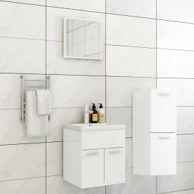 Juego de muebles de baño madera de ingeniería blanco brillo de , Muebles de baño - Ref: Foro24-3071447, Precio: 205,01 €, Des...