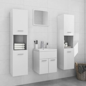 Juego de muebles de baño madera de ingeniería blanco brillo de , Muebles de baño - Ref: Foro24-3071492, Precio: 311,10 €, Des...