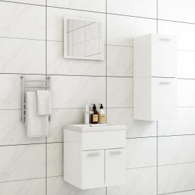 Juego de muebles de baño madera de ingeniería blanco brillo de , Muebles de baño - Ref: Foro24-3070997, Precio: 93,42 €, Desc...