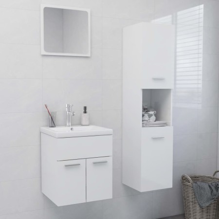 Juego de muebles de baño madera de ingeniería blanco brillo de , Muebles de baño - Ref: Foro24-3071132, Precio: 193,33 €, Des...