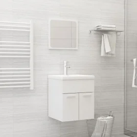 Juego de muebles de baño madera de ingeniería blanco brillo de , Muebles de baño - Ref: Foro24-3071312, Precio: 158,85 €, Des...