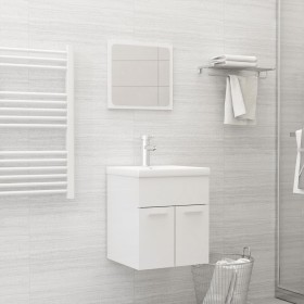 Juego de muebles de baño madera de ingeniería blanco brillo de , Muebles de baño - Ref: Foro24-3071312, Precio: 167,94 €, Des...