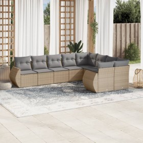 Set de sofás de jardín 9 pzas con cojines ratán sintético beige en Conjuntos de jardín | Comprar online en Foru.es
