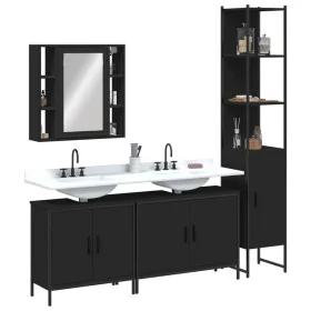 Juego de muebles de baño 4 piezas madera de ingeniería negro de , Muebles de baño - Ref: Foro24-3214750, Precio: 254,29 €, De...