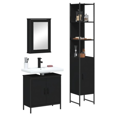 Juego de muebles de baño 3 pzas madera contrachapada negro de , Muebles de baño - Ref: Foro24-3214800, Precio: 186,61 €, Desc...