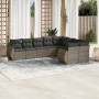 Set de muebles de jardín 9 pzas y cojines ratán sintético gris en Conjuntos de jardín | Comprar online en Foru.es