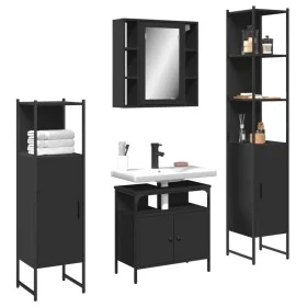 Juego de muebles de baño 4 piezas madera de ingeniería negro de , Muebles de baño - Ref: Foro24-3214765, Precio: 248,73 €, De...