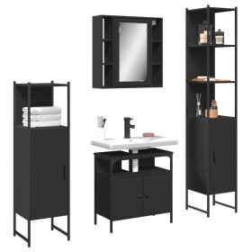 Juego de muebles de baño 4 piezas madera de ingeniería negro de , Muebles de baño - Ref: Foro24-3214765, Precio: 253,64 €, De...
