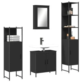 Juego de muebles de baño 4 pzas madera contrachapada negro de , Muebles de baño - Ref: Foro24-3214830, Precio: 233,92 €, Desc...
