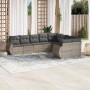 Set muebles jardín 9 pzas y cojines ratán sintético gris claro en Conjuntos de jardín | Comprar online en Foru.es