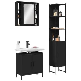 Set de muebles de baño 3 piezas madera contrachapada negro de , Muebles de baño - Ref: Foro24-3214740, Precio: 200,19 €, Desc...