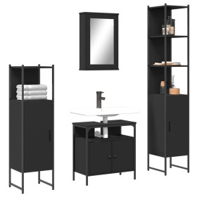 Juego de muebles de baño 4 pzas madera contrachapada negro de , Muebles de baño - Ref: Foro24-3214825, Precio: 233,48 €, Desc...