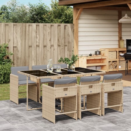Set comedor de jardín 7 pzas con cojines ratán sintético beige de , Conjuntos de jardín - Ref: Foro24-3211092, Precio: 403,90...