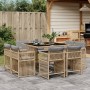 Set comedor de jardín 9 pzas con cojines ratán sintético beige de , Conjuntos de jardín - Ref: Foro24-3211740, Precio: 506,66...
