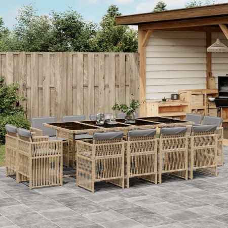 Set comedor de jardín con cojines 13 pzas ratán sintético beige de , Conjuntos de jardín - Ref: Foro24-3211044, Precio: 767,6...