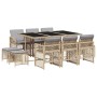 Set comedor de jardín 11 pzas con cojines ratán sintético beige de , Conjuntos de jardín - Ref: Foro24-3210792, Precio: 559,1...