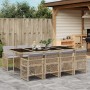 Set comedor de jardín 9 pzas con cojines ratán sintético beige de , Conjuntos de jardín - Ref: Foro24-3210744, Precio: 686,57...