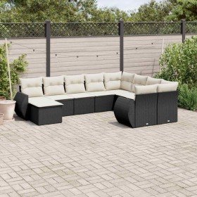 Set de sofás de jardín 10 pzas cojines ratán sintético negro en Conjuntos de jardín | Comprar online en Foru.es