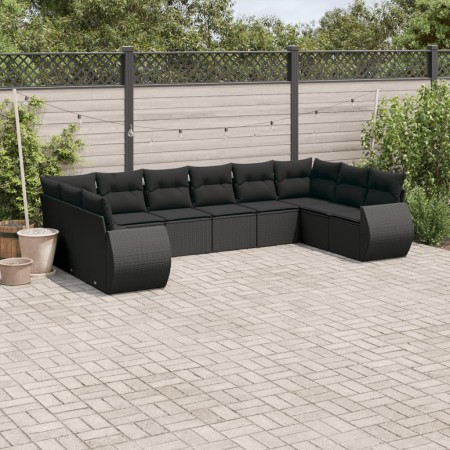 Set de sofás de jardín 10 pzas cojines ratán sintético negro en Conjuntos de jardín | Comprar online en Foru.es