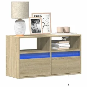 Mueble de TV de pared con luces LED roble Sonoma 80x31x45 cm de , Muebles TV - Ref: Foro24-852329, Precio: 61,65 €, Descuento: %