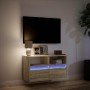 Mueble de TV de pared con luces LED roble Sonoma 80x31x45 cm de , Muebles TV - Ref: Foro24-852329, Precio: 62,46 €, Descuento: %