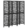 Biombo separador de 5 paneles madera maciza Paulownia negro de , Divisores de ambientes - Ref: Foro24-358759, Precio: 141,05 ...