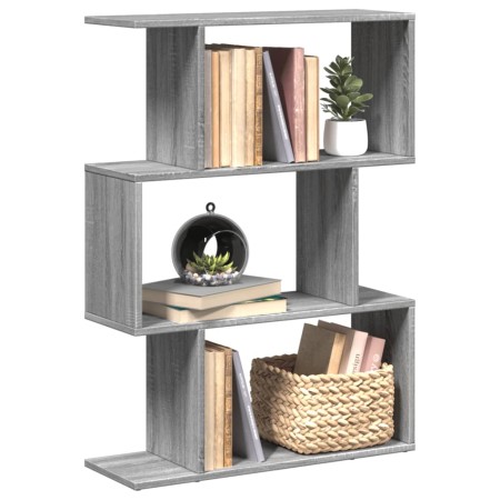 Librería divisora 3 niveles madera gris Sonoma 70x24x97 cm de , Librerías y estanterías - Ref: Foro24-858116, Precio: 42,93 €...