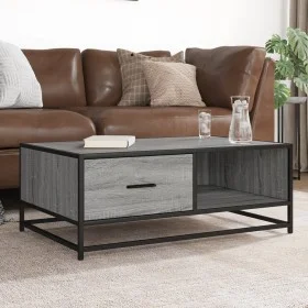 Mesa de centro madera ingeniería metal gris Sonoma 90x57x35 cm de , Mesas de centro - Ref: Foro24-848757, Precio: 74,04 €, De...