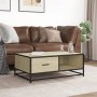 Mesa de centro madera ingeniería metal roble Sonoma 90x57x35 cm de , Mesas de centro - Ref: Foro24-848755, Precio: 67,87 €, D...