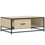 Mesa de centro madera ingeniería metal roble Sonoma 90x57x35 cm de , Mesas de centro - Ref: Foro24-848755, Precio: 67,87 €, D...