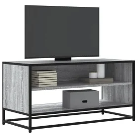 Mueble TV madera ingeniería y metal roble ahumado 91x40x46 cm de , Muebles TV - Ref: Foro24-848887, Precio: 58,47 €, Descuent...