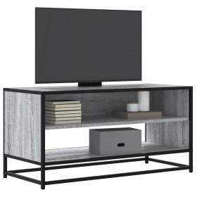 Mueble TV madera ingeniería y metal roble ahumado 91x40x46 cm de , Muebles TV - Ref: Foro24-848887, Precio: 59,18 €, Descuent...