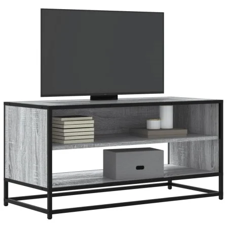 Mueble TV madera ingeniería y metal roble ahumado 91x40x46 cm de , Muebles TV - Ref: Foro24-848887, Precio: 58,47 €, Descuent...