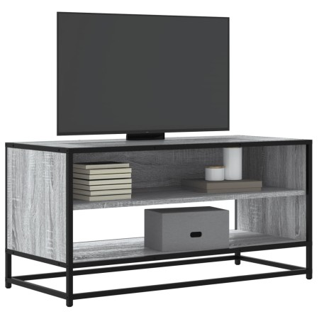 Mueble TV madera ingeniería y metal roble ahumado 91x40x46 cm de , Muebles TV - Ref: Foro24-848887, Precio: 59,18 €, Descuent...