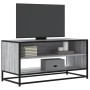 Mueble TV madera ingeniería y metal roble ahumado 91x40x46 cm de , Muebles TV - Ref: Foro24-848887, Precio: 59,18 €, Descuent...
