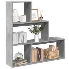 Librería divisora 3 niveles madera gris hormigón 123x29x123 cm de , Librerías y estanterías - Ref: Foro24-857988, Precio: 61,...