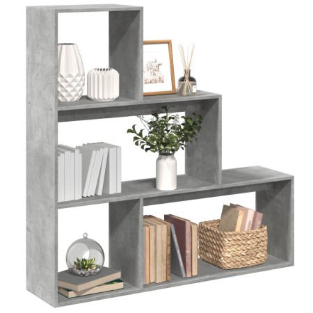 Librería divisora 3 niveles madera gris hormigón 123x29x123 cm de , Librerías y estanterías - Ref: Foro24-857988, Precio: 61,...