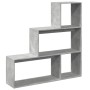 Librería divisora 3 niveles madera gris hormigón 123x29x123 cm de , Librerías y estanterías - Ref: Foro24-857988, Precio: 61,...