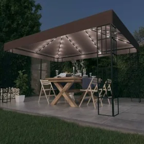 Carpa cenador de jardín con tira de luces LED 4x3 m taupé de , Carpas y cenadores - Ref: Foro24-3070325, Precio: 277,95 €, De...