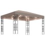 Carpa cenador de jardín con tira de luces LED 4x3 m taupé de , Carpas y cenadores - Ref: Foro24-3070325, Precio: 271,97 €, De...