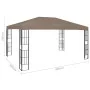 Carpa cenador de jardín con tira de luces LED 4x3 m taupé de , Carpas y cenadores - Ref: Foro24-3070325, Precio: 277,95 €, De...